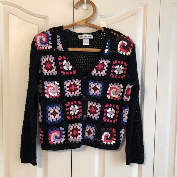 Cotton Emporium Granny Square Crochet Cardigan Size Medium - Picture 1 of 8